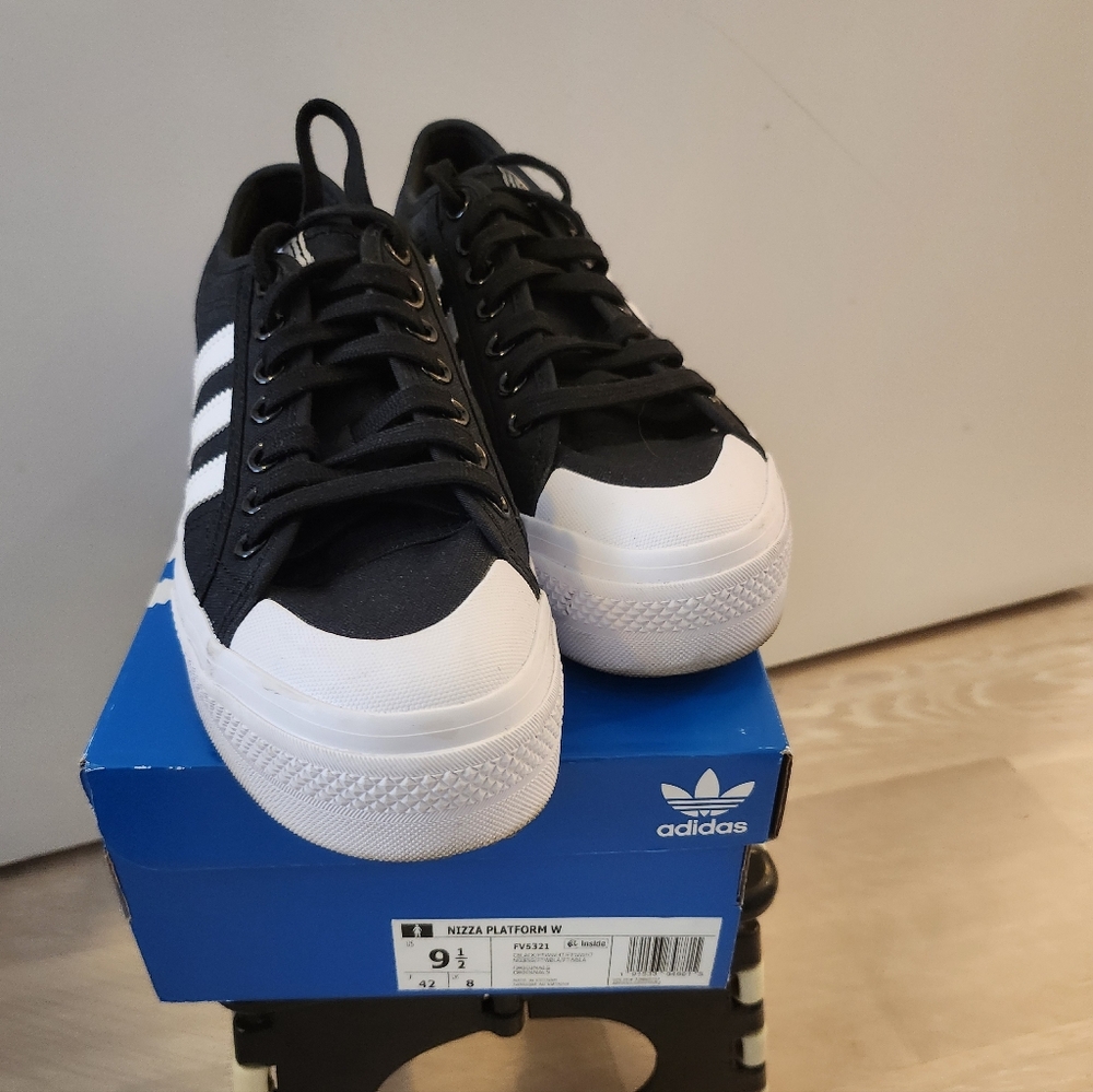 Adidas Nizza Platform Black White Sneakers